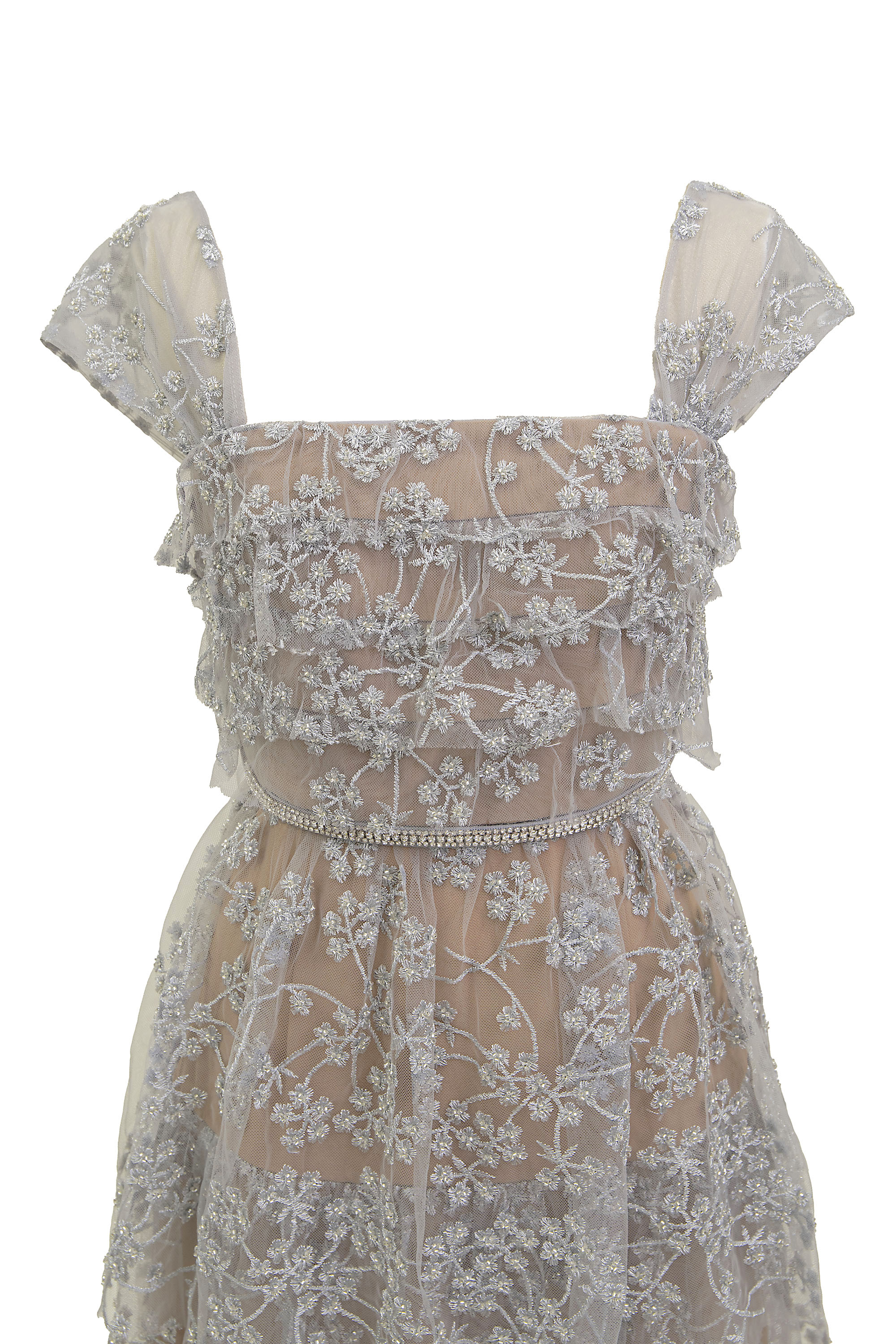 Self-Portait］フローラルレースドレス-グレー/シルバーをレンタルする